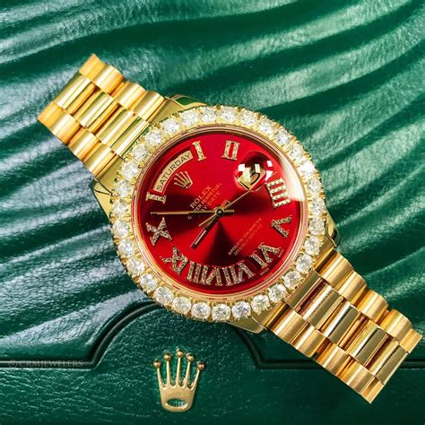 replica red face rolex|Rolex red face diamond bezel.